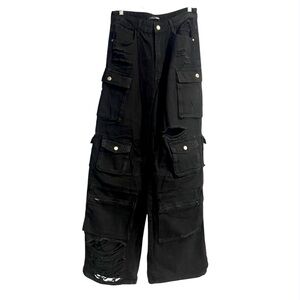 New distressed black cargos